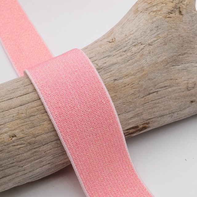 25mm Pink Lurex Elastic - Maison Klem